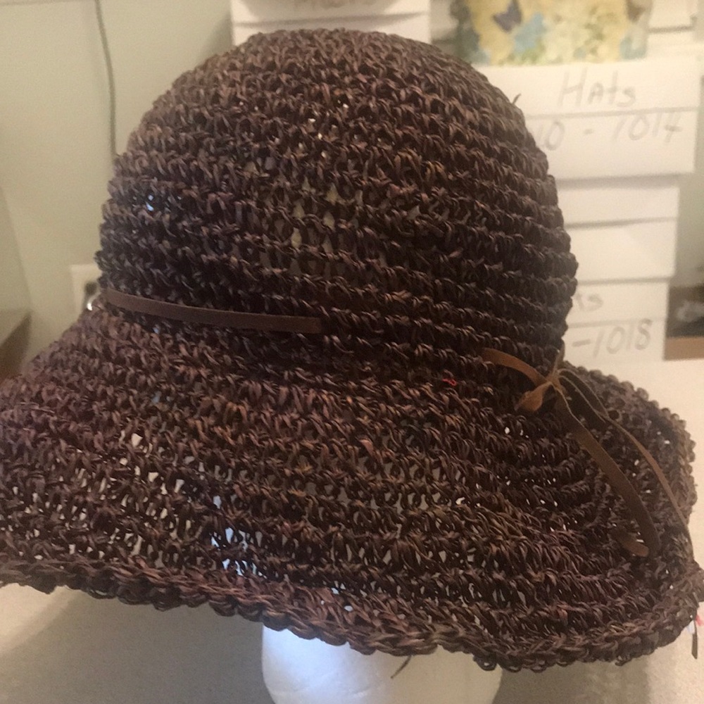 Raffia Ladies Brown Wired Brim Hat